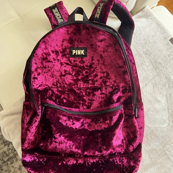 PINK Victoria's Secret Accessories - PINK Limited Edition Velvet Backpack with laptop sleeve